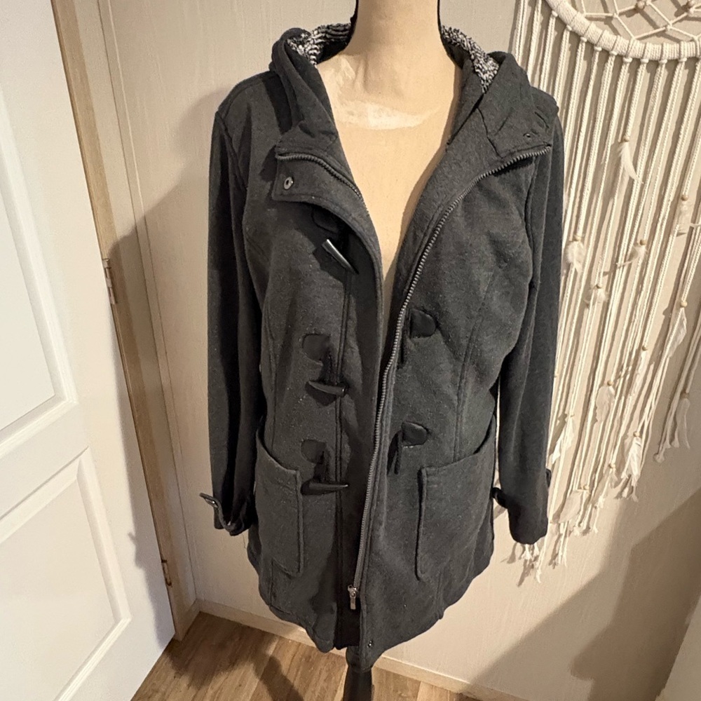 Yoki Dark Gray Hooded Utility Jacket